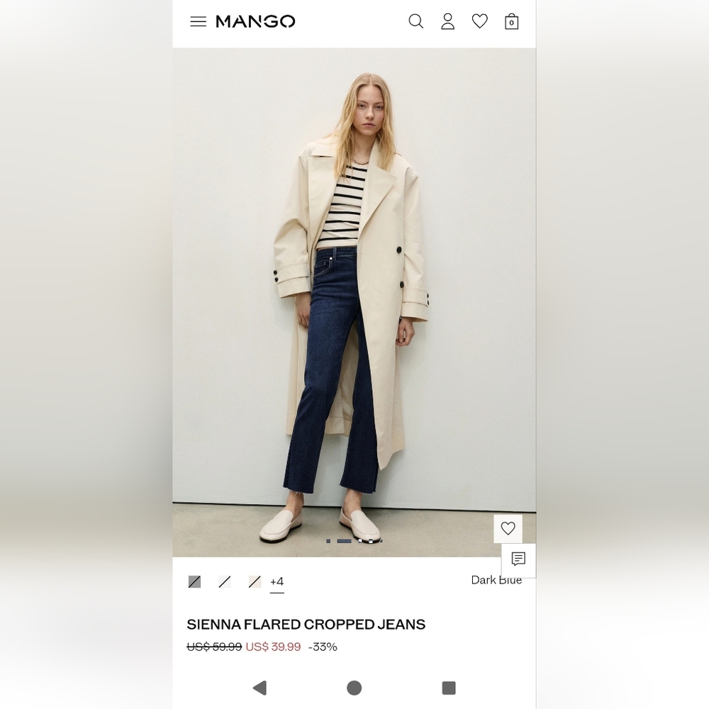 Mango Sienna Flared Cropped Jeans. US 6